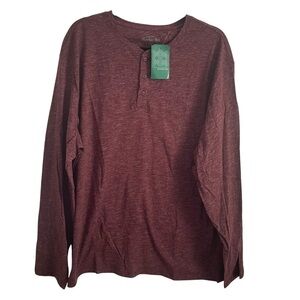 NWT Hawker Rye Mens Austin Space dye long sleeve  Henley burgundy size XXL